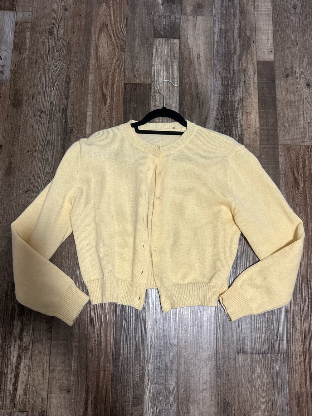 Yellow button up cardigan sweater